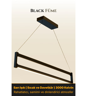 Orion Füme Lineer LED Sarkıt Avize – Kumandalı Dim Edilebilir – Yukarı & Aşağı Işık