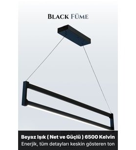 Orion Füme Lineer LED Sarkıt Avize – Kumandalı Dim Edilebilir – Yukarı & Aşağı Işık