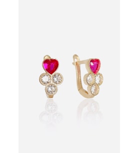 ÇELİKOĞLU KUYUMCULU 8 AYAR ALTIN  PEMBE TAŞLI BEBEK ÇOCUK KÜPESİ 1,28 GR