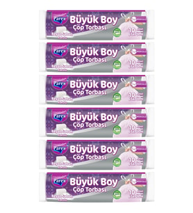 Büzgülü 10'lu Çöp Torbası Beyaz Sabun Kokulu Büyük Boy 65 x 70 cm Altılı Paket