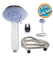 Duş Seti Spiral Fişkiye Banyo Duş Başlığı Set Fiskiyesi Telefonu Fonksiyonlu Klasik Başlık Metal Hortum