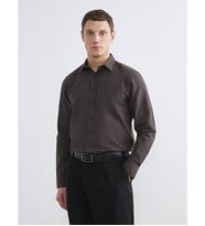 LCW BUSINESS Kahverengi Regular Fit Uzun Kollu Erkek Gömlek