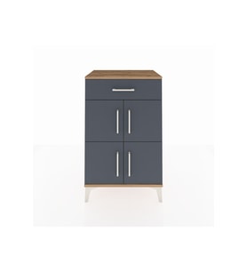 Hyperion Komodin Tek Raflı Tek Çekmeceli 4 Kapaklı 60x44x96 Çam-Antrasit