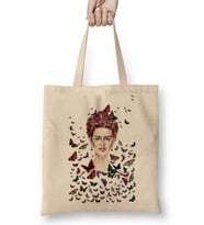 Frida Kahlo Kelebekler Bez Çanta Uzun Saplı