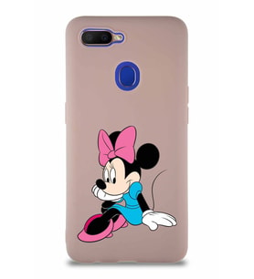 Oppo A5S Soft Premier Kapak Minnie Mouse-E Tasarımlı Silikon Kılıf - Pudra (Şeffaf)
