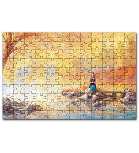 Cakapuzzle Yağlı Boya Sonbaharda Gölde Bekleyen Kız Puzzle Yapboz MDF (Ahşap) (120 Parça)