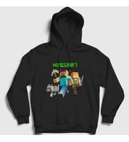 Presmono Unisex Beyaz Miners Minecraft Kapüşonlu Sweatshirt 29601tt (Siyah)