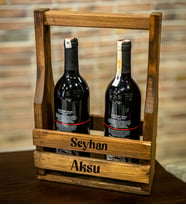 BK Gift Kişiye Özel İsimli Doğal Ahşap Bira ve Şarap Taşıyıcı Stand