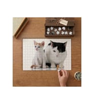 Yavru ve Anne Kedi Tasarımı 240 parça Ahşap Puzzle Ahşap Kutuda MP02516