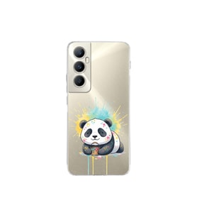 Poco C65 ile Uyumlu Splash Panda Tasarımlı Şeffaf Silikon Kılıf