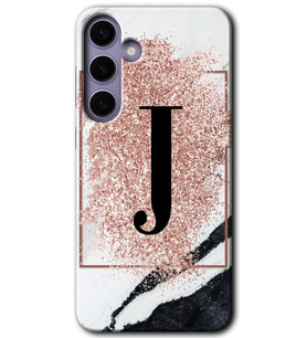 Galaxy S24 Kılıf HD Desen Baskılı Kılıf - Pembe Mermer Desenli J Harfi