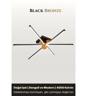 Nova 6 Bronz LED Tavan Avize – Kumandalı Dim Edilebilir – Aşağı Işık