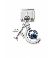 CM Jewelry Uçak ve Dünya İtalyan Bileklik Charm