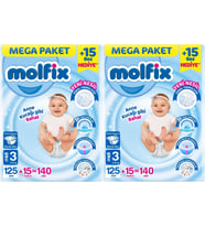 Molfix Bebek Bezi Beden:3 (4-9KG) Midi 280 Adet Mega Ekonomik Fırsat Pk