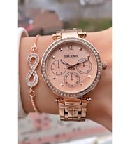 Tom Jones MRD12049 Rose Gold Renk Kadın Kol Saati Bileklik Hediyeli