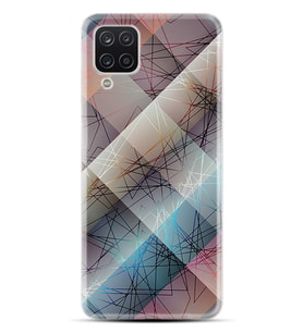 Kılıfland Samsung Galaxy A12 Kılıf Silikon Resimli Kapak Line Triangle Stok 864