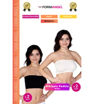 #Bandeo Seamless Toparlayıcı Kadın Basic Örme Dikişsiz Pedsiz Bandeo Büstiyer 4'lü Set (Siyah-Bej)