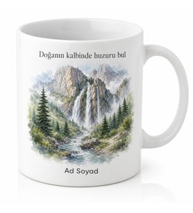 Kapuzbaşı Şelalesi Kayseri Yahyalı Doğa Hatırası Baskılı Porselen Kupa Bardak Hediye