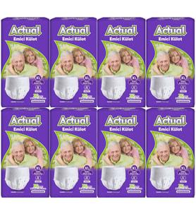 Actual Emici Külot Yetişkin Bezi XL - Extra Large - Ekstra Büyük (Islaklık Göstergeli) 240 Adet