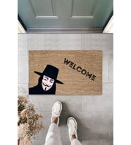 Dormot Modern Dijital Baskı Kahverengi  V For Vendetta Paspas- 45x70 cm Kapı Önü Paspası (Bej)