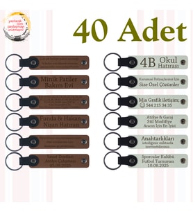 A Kahve & Beyaz, Tüm Sınıfa Sevgiyle Sunulacak Hatıra, 40’lı Set, Kişiselleştirilebilir Anahtarlık