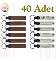 A Kahve & Beyaz, Tüm Sınıfa Sevgiyle Sunulacak Hatıra, 40’lı Set, Kişiselleştirilebilir Anahtarlık