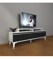 Decoraktiv Ekoflex 4 Mdf Silver Tv Ünitesi Tv Sehpası - Beyaz Siyah (Siyah - Beyaz)