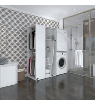 Kenzlife çamaşır-kurutma makinesi dolabı ve giysi dolabı kazvini sol byz 180*160*60  banyo (Beyaz)