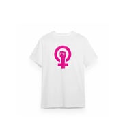 8 Mart Dünya Kadınlar Günü Baskılı Oversize Bisiklet Yaka T-shirt - Beyaz