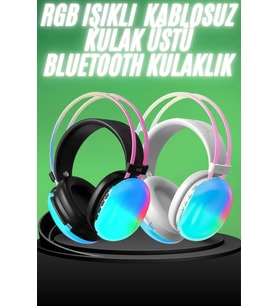 Yeni Nesil Kulak Üstü Kablosuz Uzun Ömürlü RGB Işıklı Bluetooth Kulaklık
