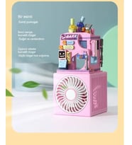 Masaüstü Blok Fan Küçük Masa Vantilatörü, USB Şarj Edilebilir Pil, 3 Hız Güçlü - ZB106 (Pembe)