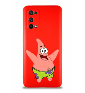 Realme 7 Pro Soft Premier Kapak Patrick Yıldız Tasarımlı Silikon Kılıf - Kırmızı (Şeffaf)