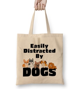 Easily Distracted by Dogs Puppy Lover 02 Bez Çanta Uzun Saplı