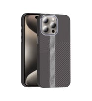 iPhone 15 Pro Max Kılıf M-safe Şarj Özellikli Karbon Fiber Görünümlü Gros Kılıf (Siyah - Gri - Beyaz)