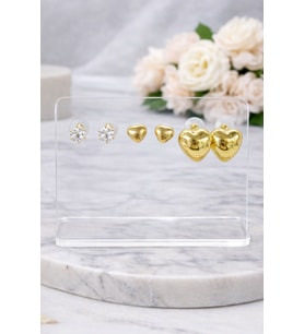 Gold Renk 6lı Kalp Çelik Küpe