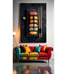 SUSHİ ROLLS V3 Ev Duvar Salon Güzellik Salonu Ofis Dükkan Dekarasyon Kanvas Tablo (Çok Renkli)