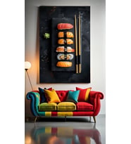 SUSHİ ROLLS V3 Ev Duvar Salon Güzellik Salonu Ofis Dükkan Dekarasyon Kanvas Tablo (Çok Renkli)
