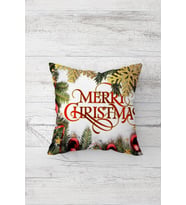 Merry Christmas Yeni Yıl Çift Tarafı Baskılı Gizli Fermuarlı Yastık Kırlent Koltuk Yastık Kılıfı (Beyaz)