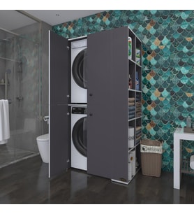 Kenzlife çamaşır-kurutma makinesi dolabı kapaklı fedyenka gri 180*090*60 banyo arkalıksız (Karışık)