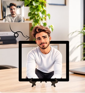 Kişiye Özel Fotoğraflı Anime Çizgi Film Masaüstü Çerçeve Erkek Sevgiliye Özel Dekoratif Anı Hediyesi