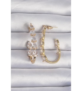 Pirinç Gold Renk Damla Zirkon Taş Tasarımlı Küpe 5886 - SSSSSS1853-7043