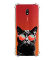 PrintiFy Xiaomi Redmi 8A Uyumlu Kedi 3 Baskılı Şeffaf Köşe Korumalı Antişok Kılıf