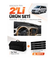 MERCEDES VİANO W447 (2014-SONRASI) Uyumlu Torpido Örtüsü + Tay Tüyü Bagaj Çantası Seti - Siyah