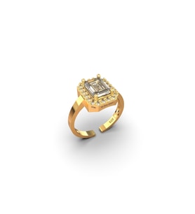 925 Ayar Zirkon Taşlı Gold Ayarlanabilir Baget Gümüş Yüzük