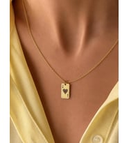 Kişiye Özel 925 Ayar Gümüş Zarif Maça Ası Kolye (Gold)