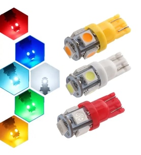 T10 5050 5 Smd Led'li Evrensel Park Lambası Beyaz Kırmızı Mavi Yeşil Turuncu Işık Dipsiz Ampul 2 Adet (Kırmızı)