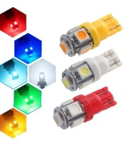 T10 5050 5 Smd Led'li Evrensel Park Lambası Beyaz Kırmızı Mavi Yeşil Turuncu Işık Dipsiz Ampul 2 Adet (Kırmızı)
