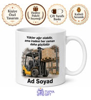 İsimli Forklift Desenli Depocu Kupası Özel Baskılı Hediye Bardak