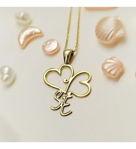 925 Ayar Gümüş Kişiselleştirilebilir Harfli Kalp Kolye (Gold)