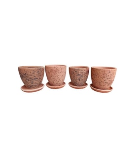 4 ADET ANTİK GÖRÜNÜMLÜ TOPRAK SAKSI 12*12 CM